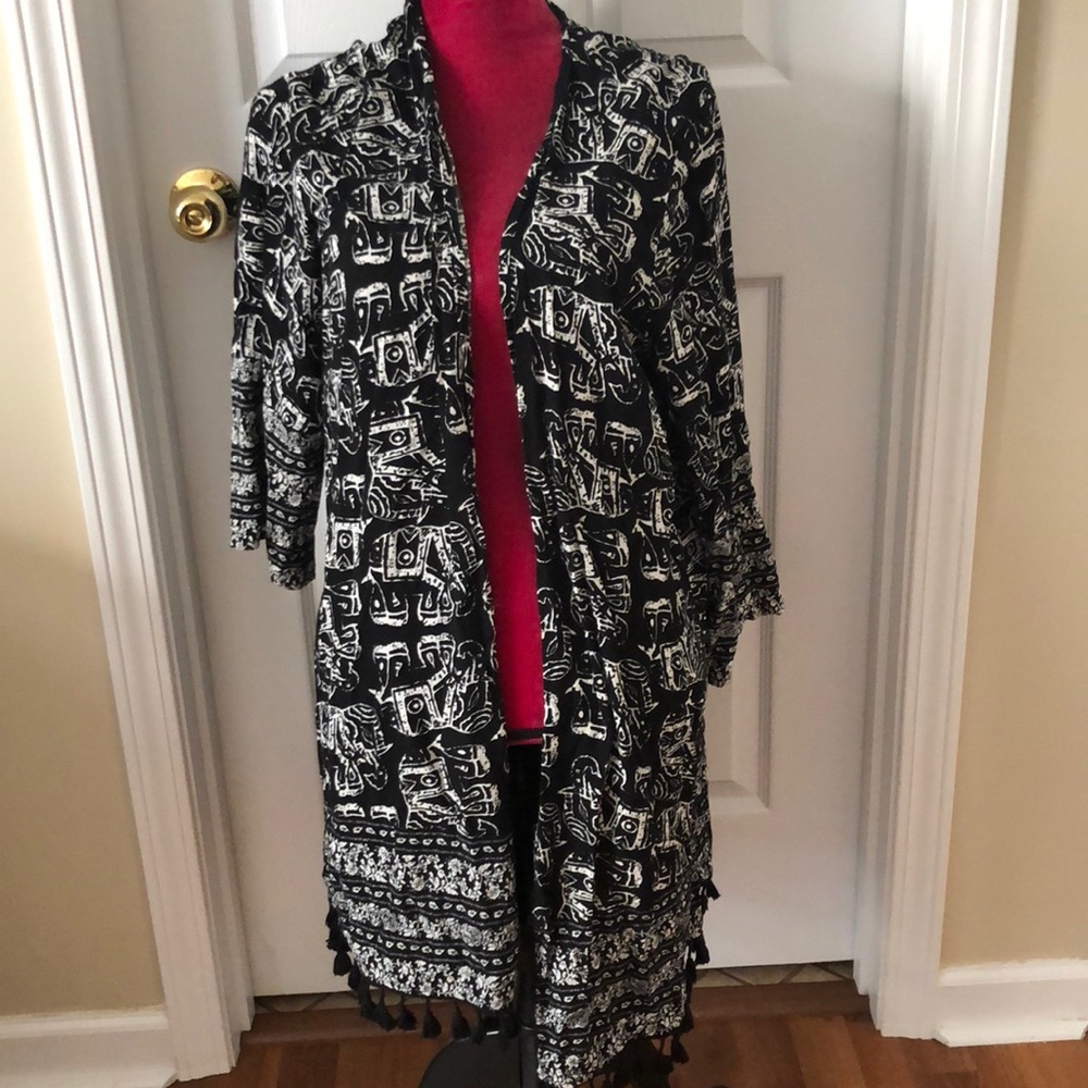 Tribal elephant patterned lightweight cardigan